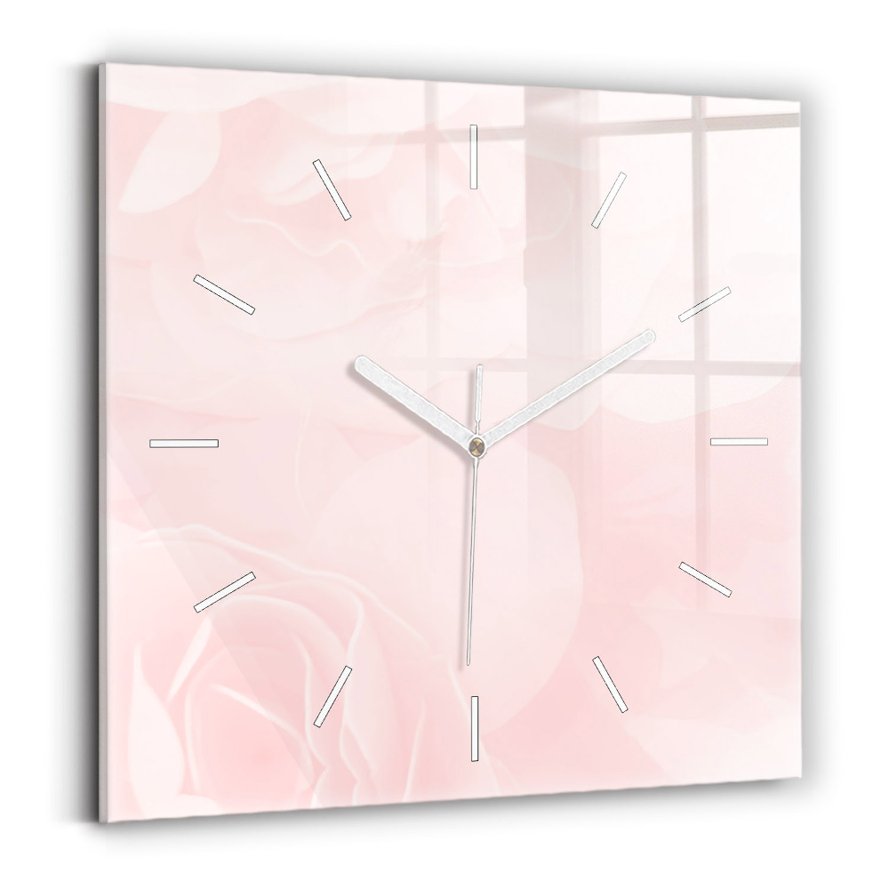 Pendule carrée en verre Roses en fleurs