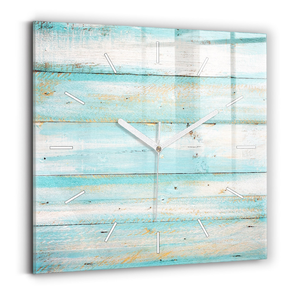 Pendule carrée en verre Planches bleues