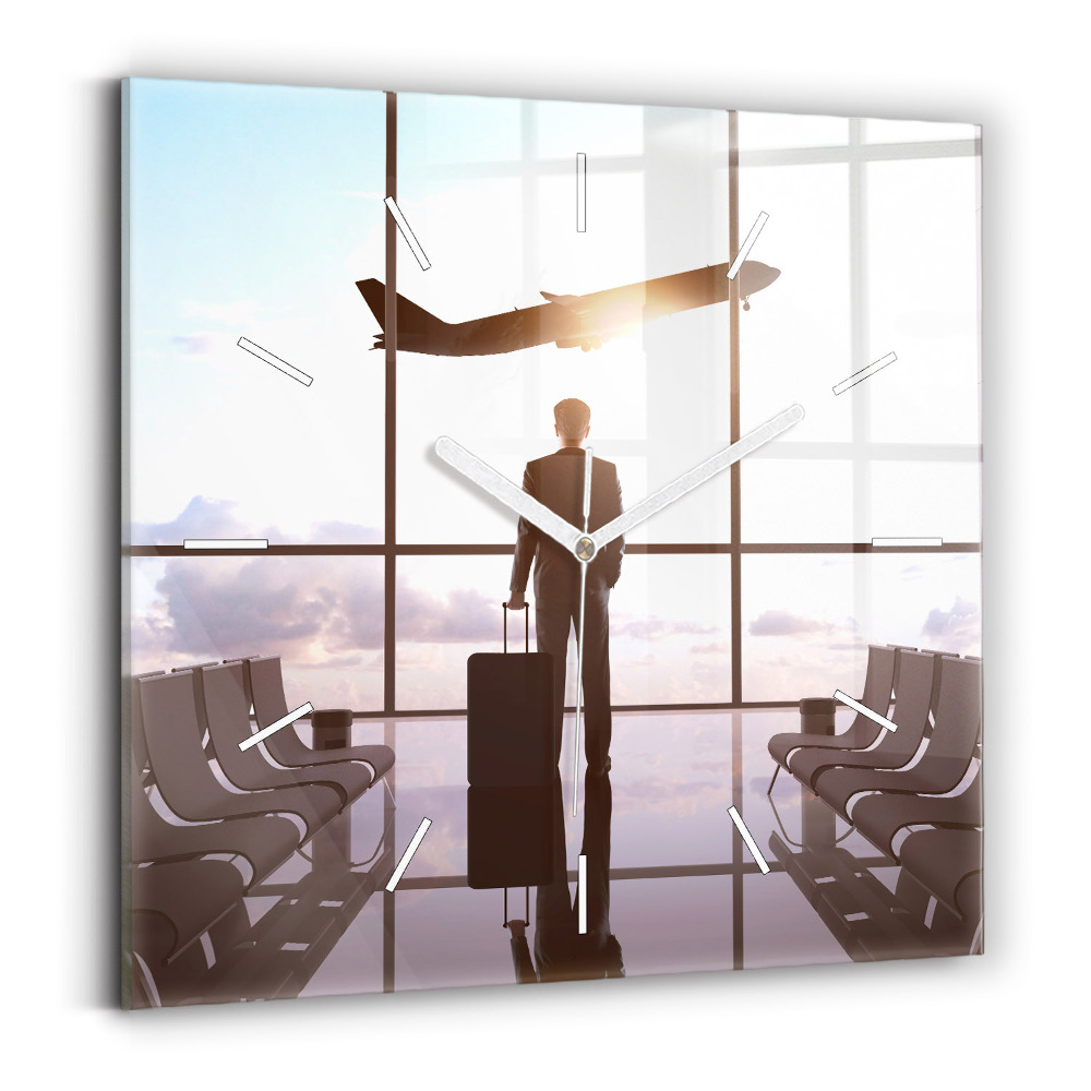 Horloge murale carrée Homme à l'aéroport