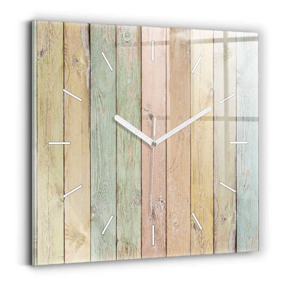 Pendule carrée en verre Planches colorées