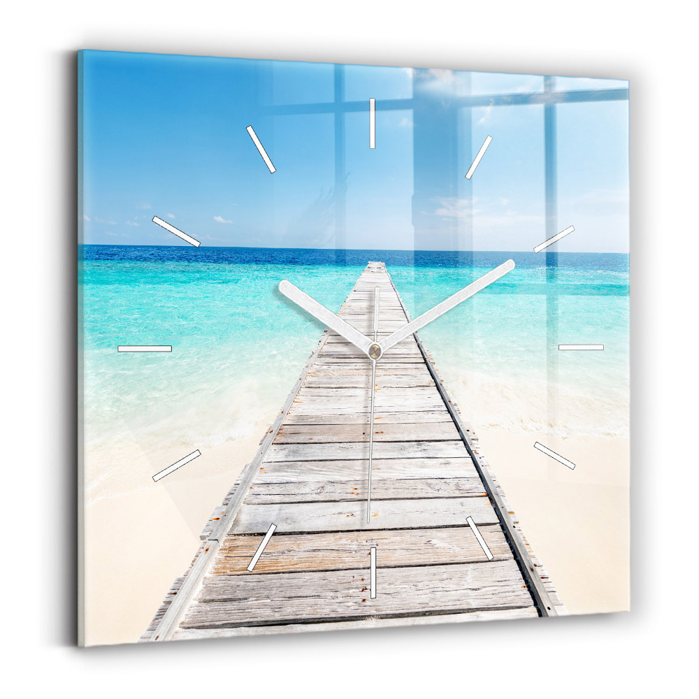 Horloge murale carrée Île tropicale