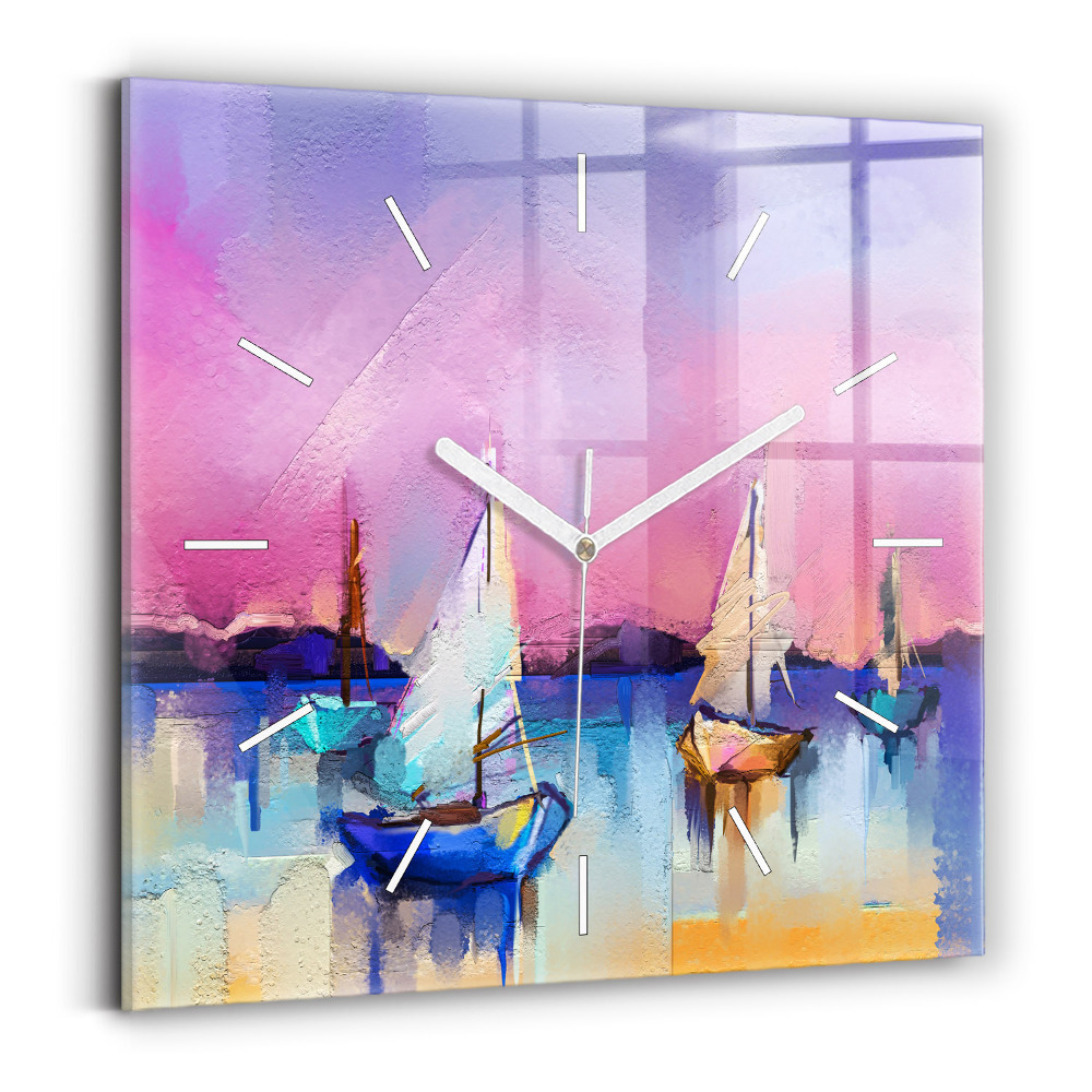 Horloge carrée en verre Paysage marin