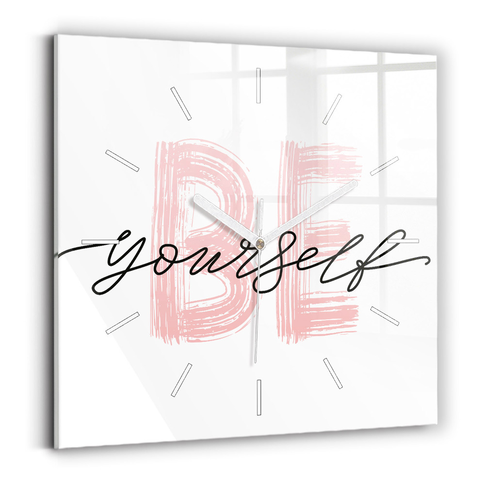 Pendule carrée en verre Inscription "Be yourself