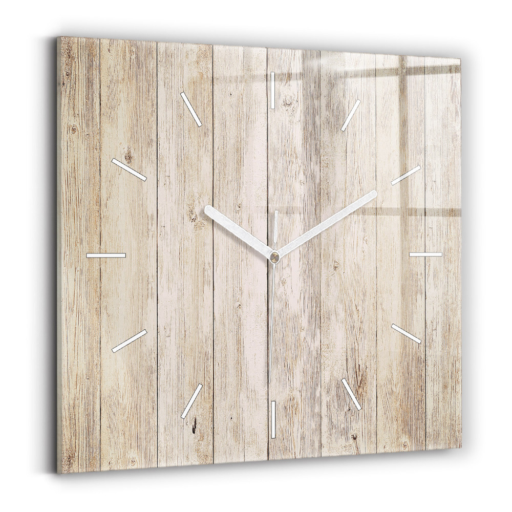 Horloge carrée en verre Panneaux en bois