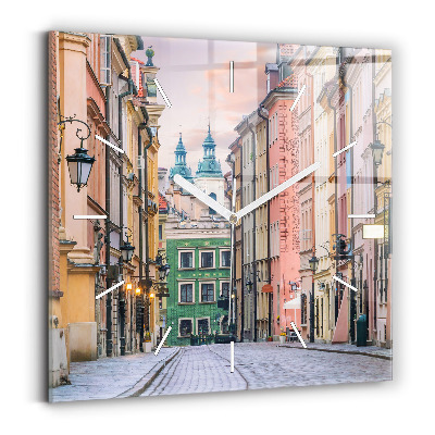 Horloge murale carrée Vieille ville de Varsovie