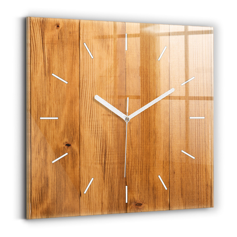 Horloge carrée en verre Planches en bois
