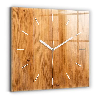 Horloge carrée en verre Planches en bois