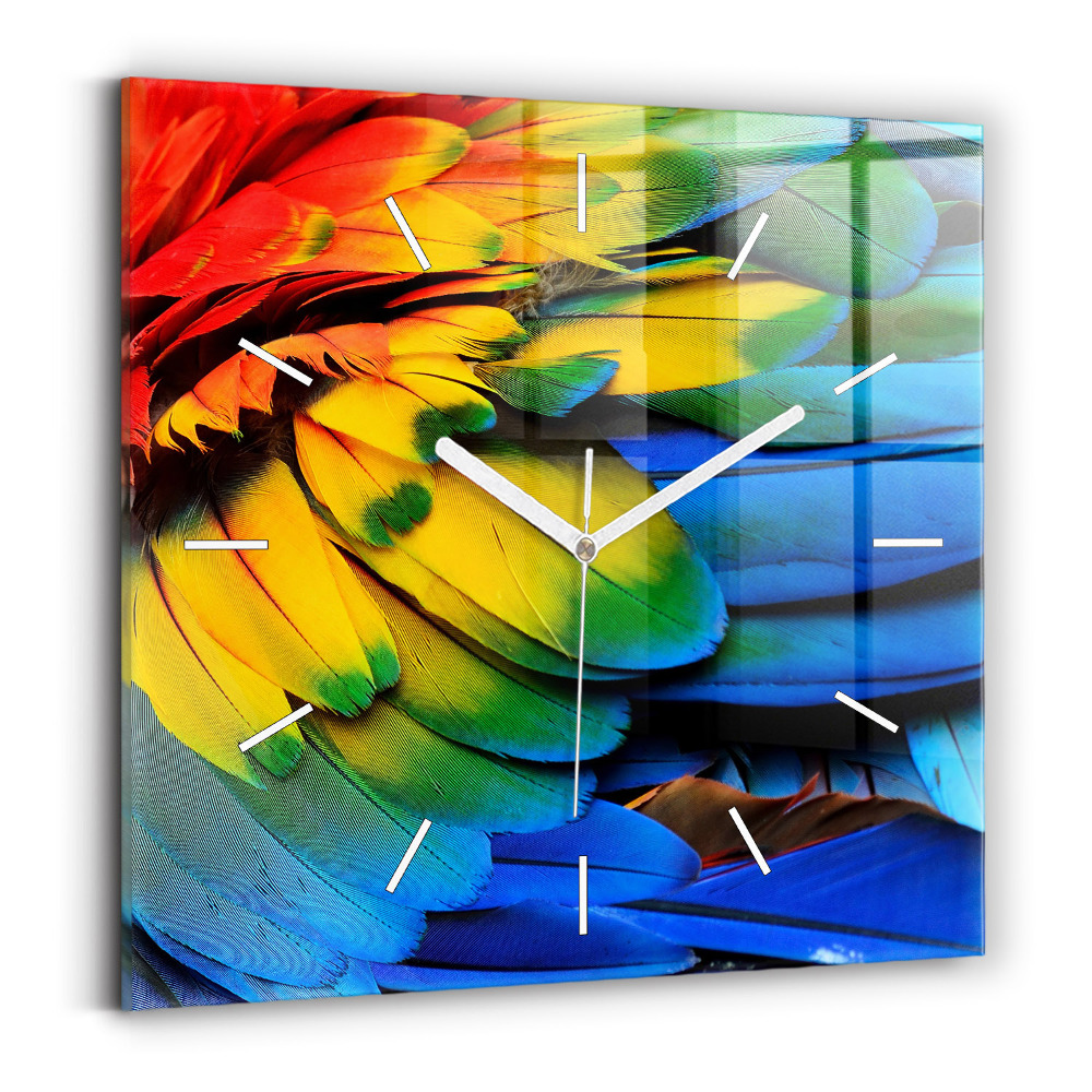 Horloge murale carrée Ailes d'oiseaux colorées