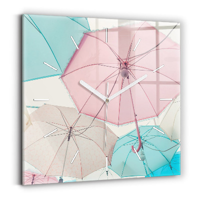 Horloge murale carrée Parapluies pastel