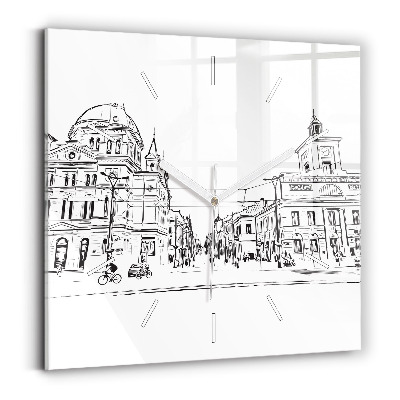 Pendule carrée en verre Illustration de la ville de Poznan
