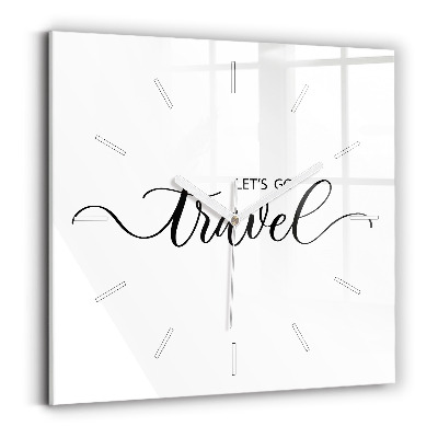 Pendule carrée en verre Inscription de voyage