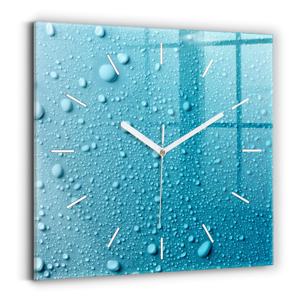Horloge carrée en verre Gouttes d'eau sur verre