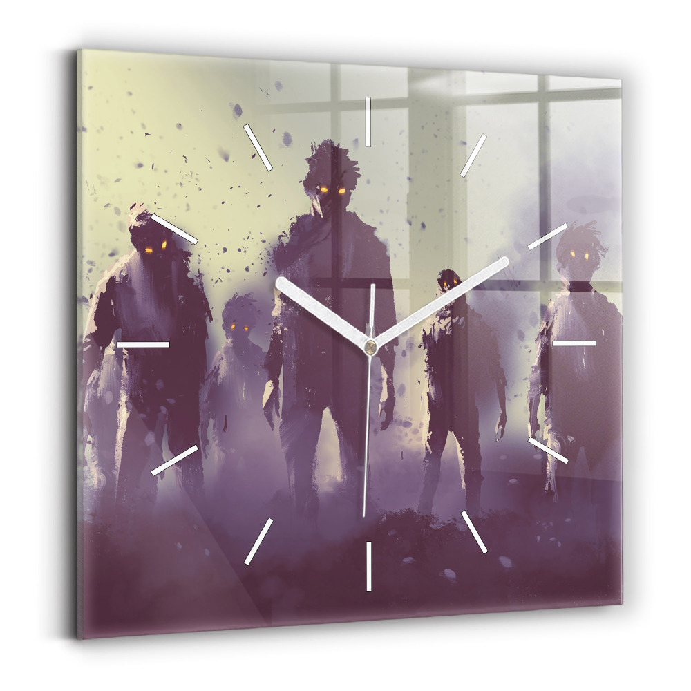 Horloge carrée en verre Zombie la nuit - halloween