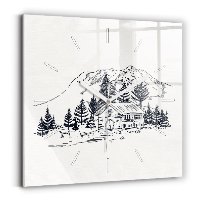 Pendule carrée en verre Ville en dessin animé