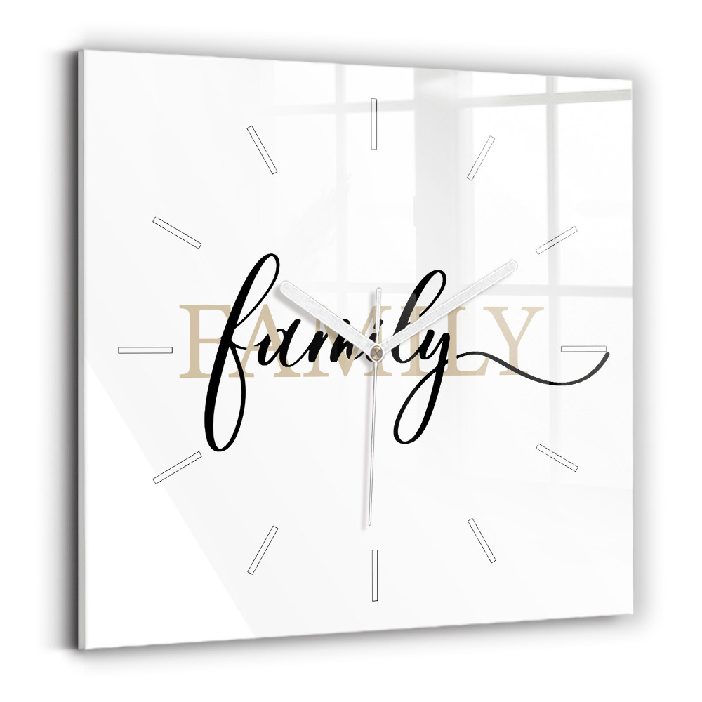 Horloge carrée en verre Inscription familiale