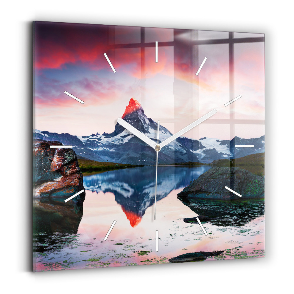 Pendule carrée en verre Stellisee Lac du Cervin