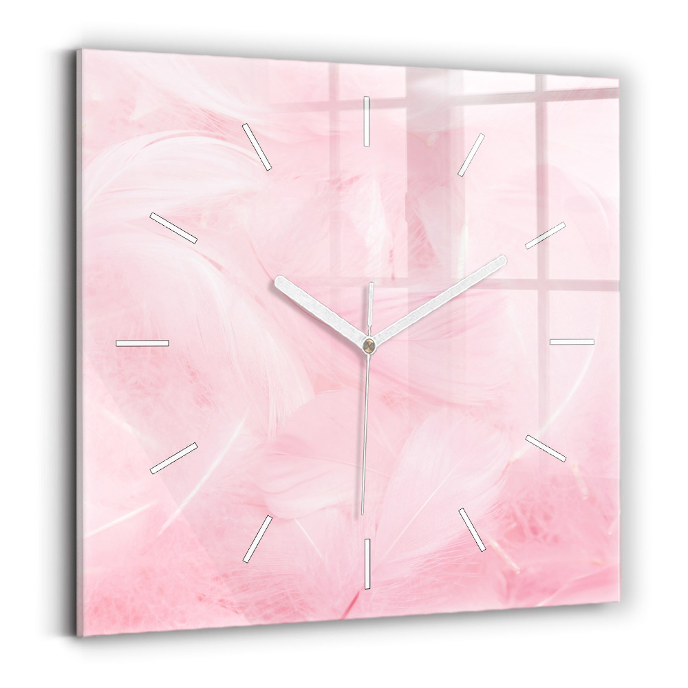 Horloge carrée en verre Plume abstraite