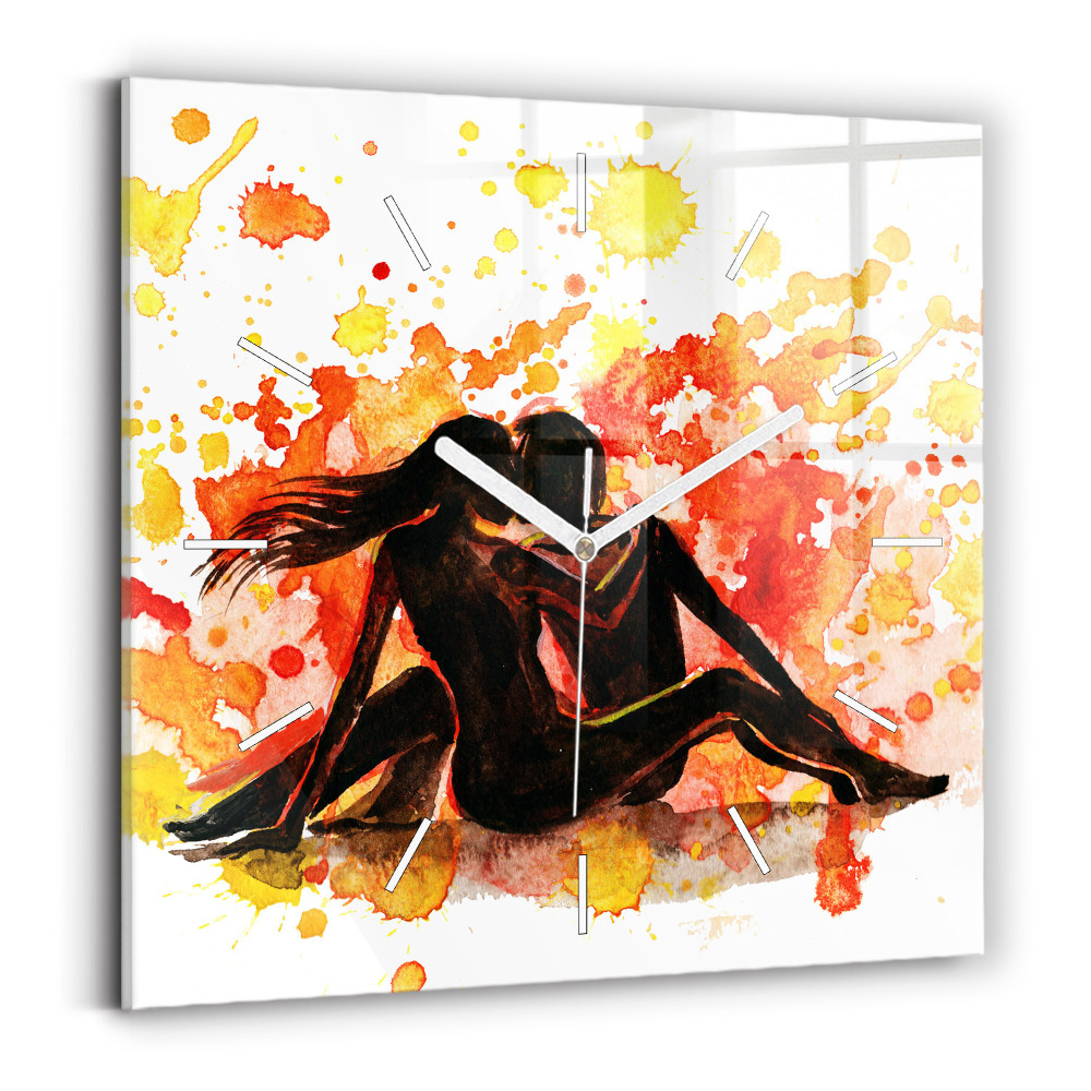 Pendule carrée en verre Amour et couple amoureux