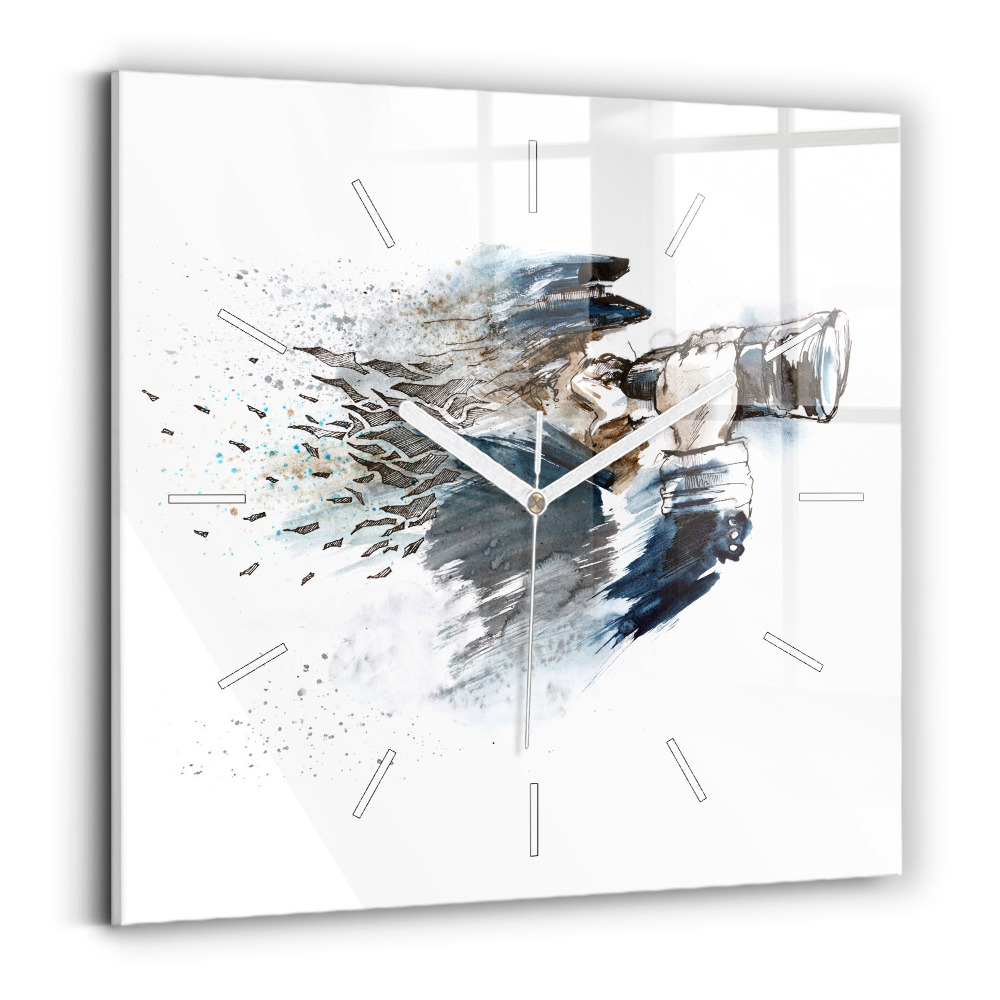 Pendule carrée en verre Capitaine avec jumelles