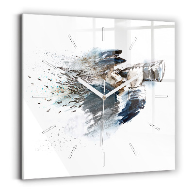 Pendule carrée en verre Capitaine avec jumelles