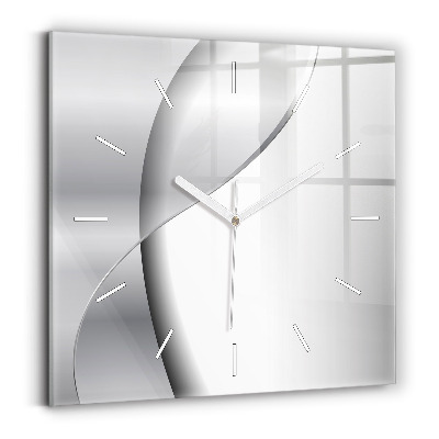 Horloge carrée en verre Abstraction argentée