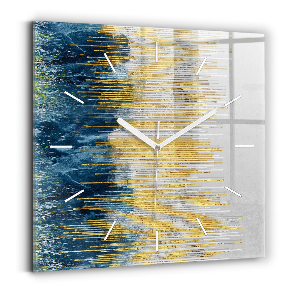 Horloge murale carrée Motif décoratif et or