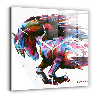 Horloge murale carrée Cheval en fuite