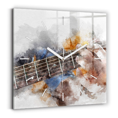 Horloge murale carrée Graphique d'une guitare