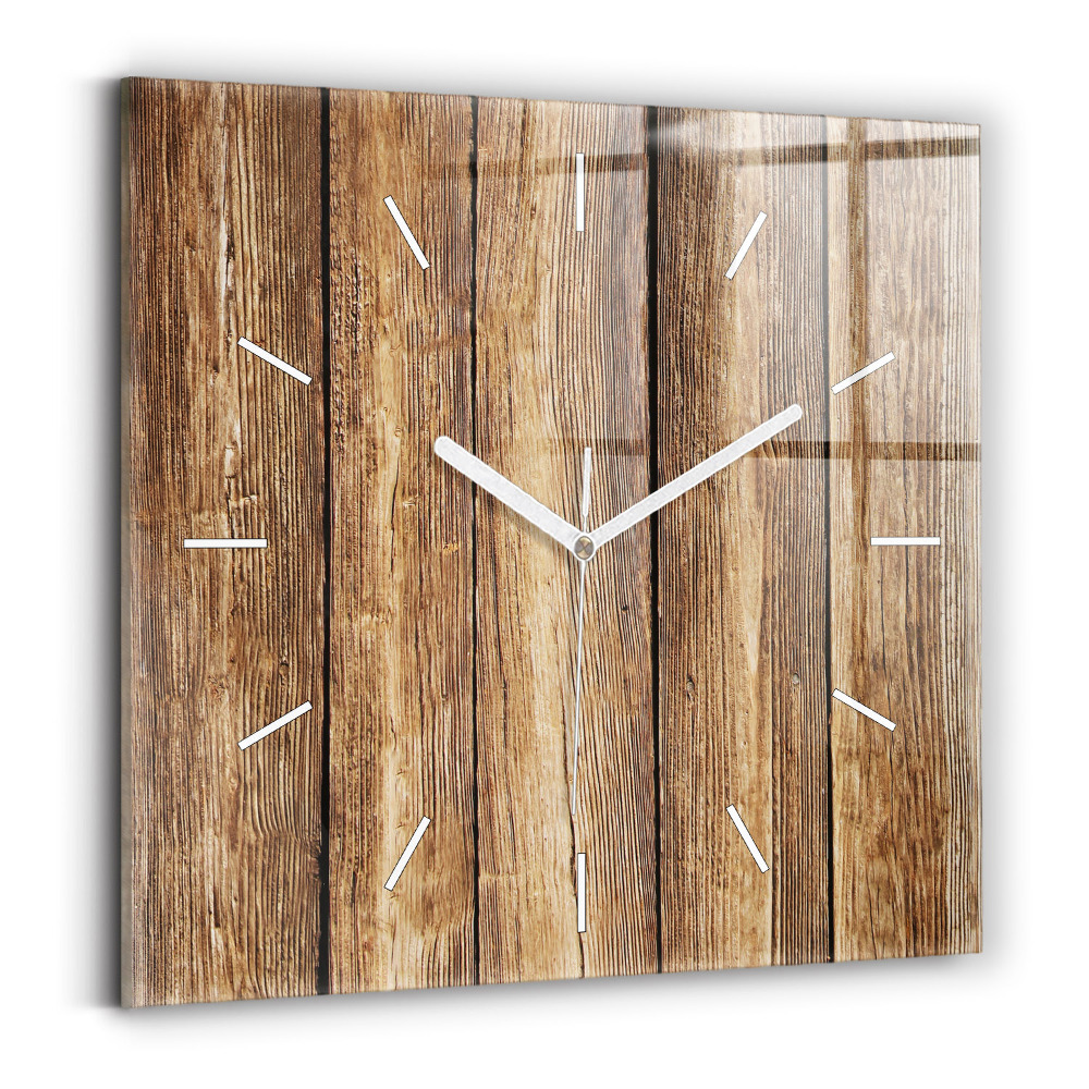Horloge murale carrée Planches en bois
