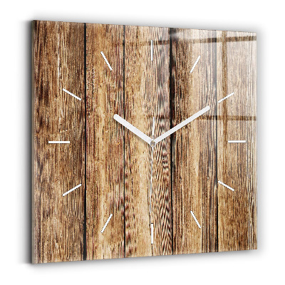 Horloge murale carrée Planches en bois