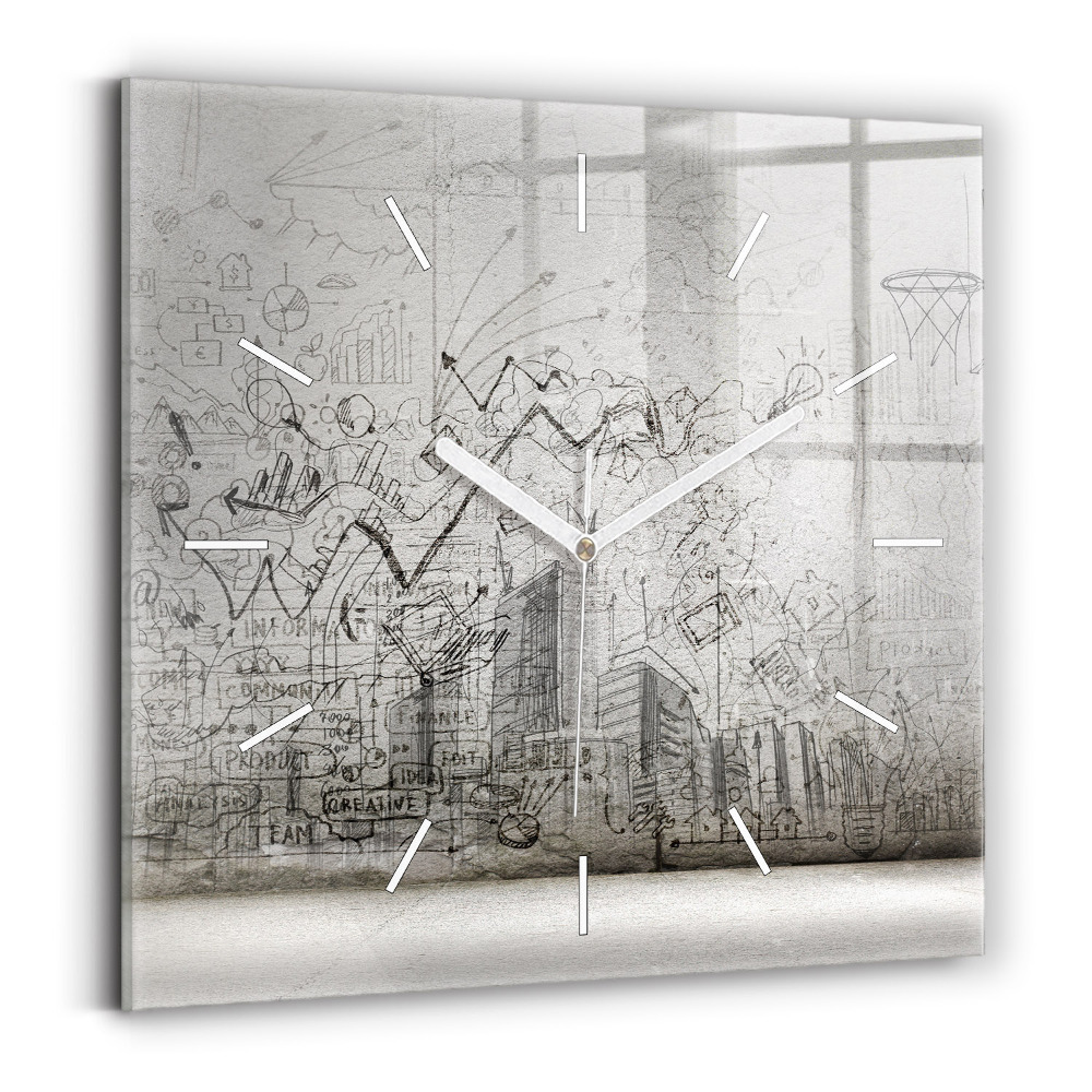 Horloge murale carrée Croquis d'une ville