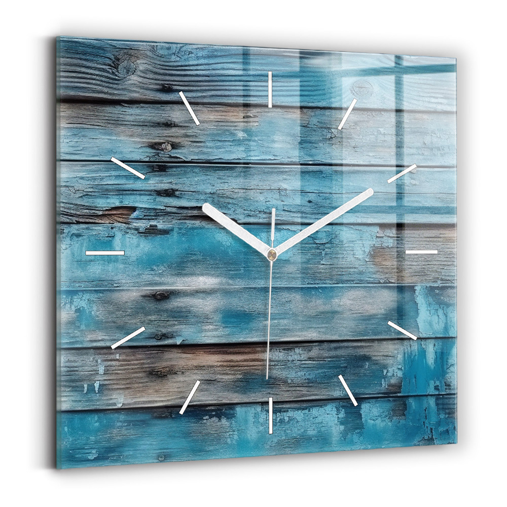 Horloge carrée en verre Planches bleues