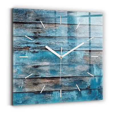 Horloge carrée en verre Planches bleues