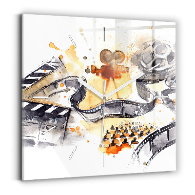 Horloge carrée en verre Caméra de cinéma