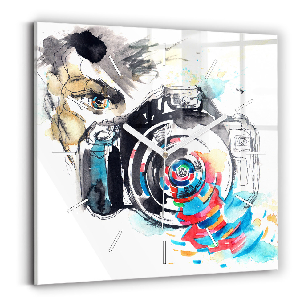 Pendule carrée en verre Femme photographe