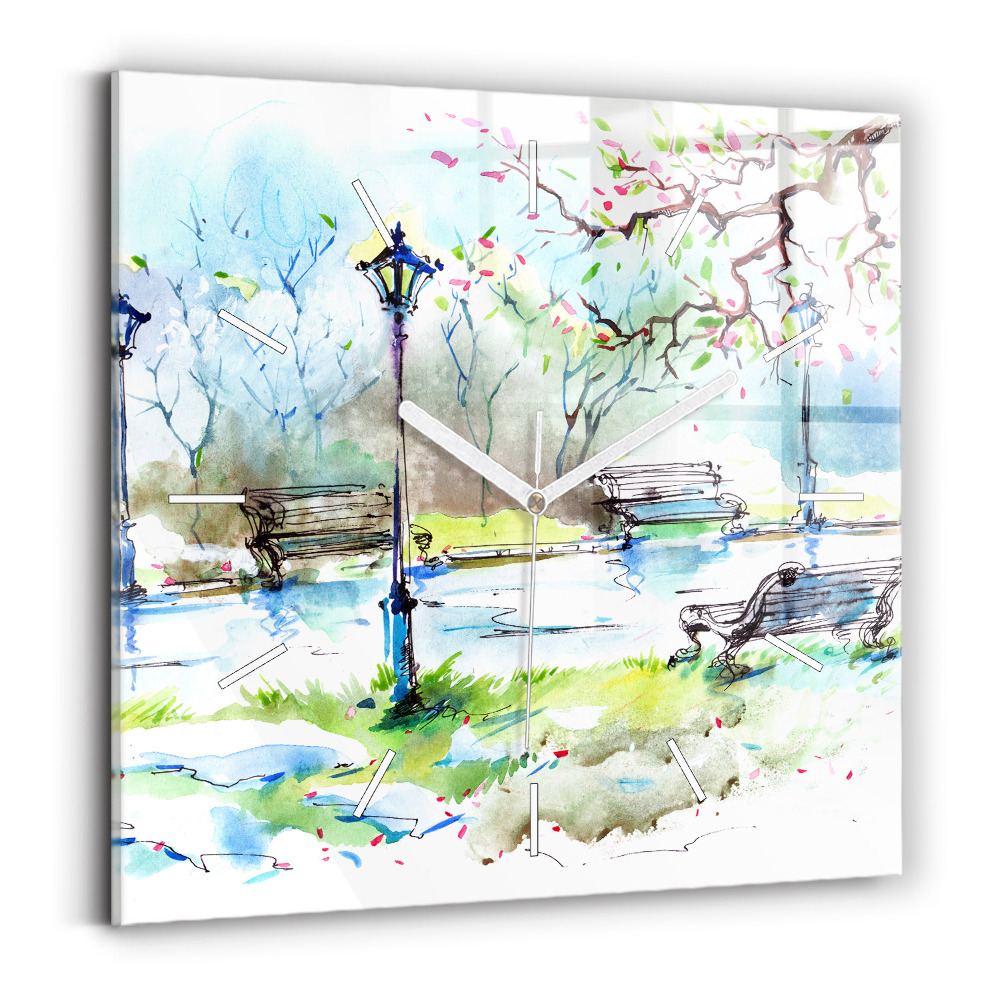 Horloge murale carrée Printemps pittoresque