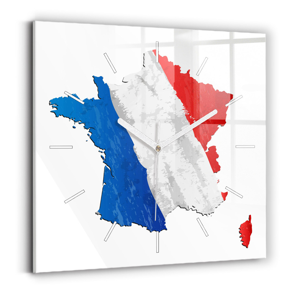 Horloge carrée en verre Drapeau de la France