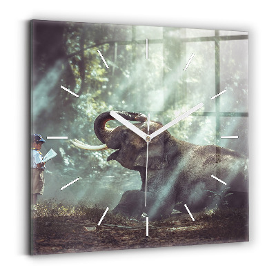 Pendule carrée en verre Garçon lisant un livre