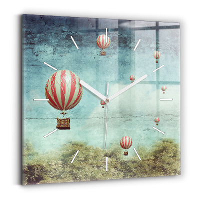 Pendule carrée en verre Ballons peints