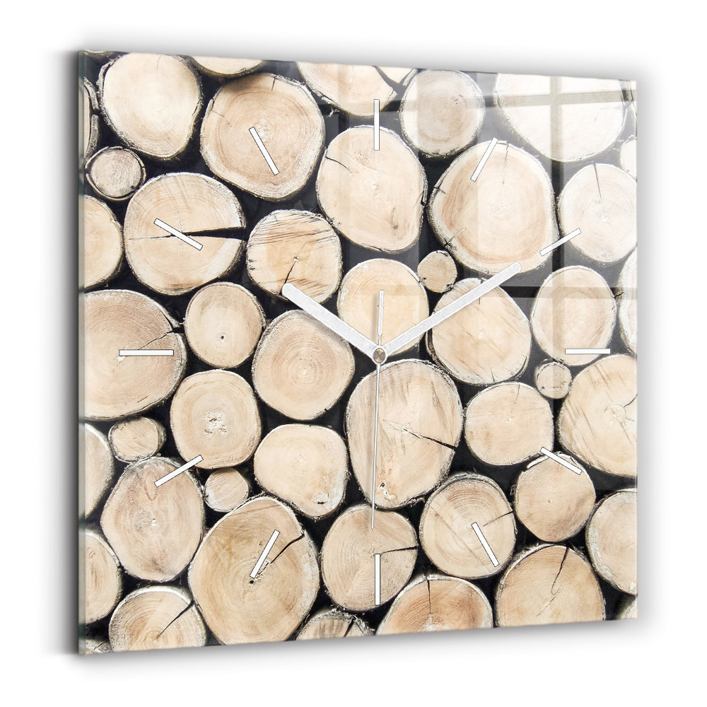 Horloge murale carrée Tronc d'arbre coupé