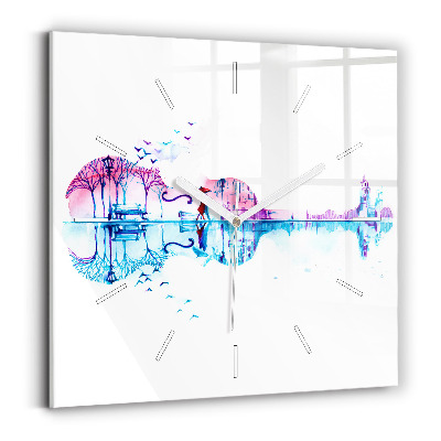 Horloge carrée en verre Cello park lake