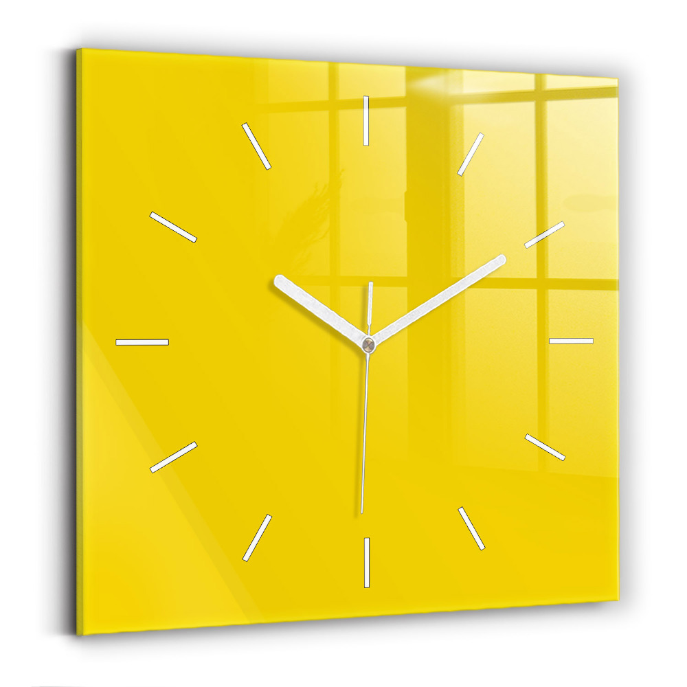 Horloge carrée en verre Jaune