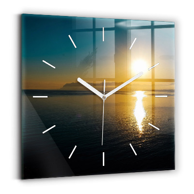 Horloge carrée en verre Paysage de lever de soleil
