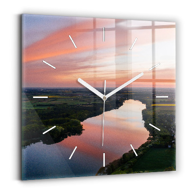 Horloge carrée en verre Vue d'un lac