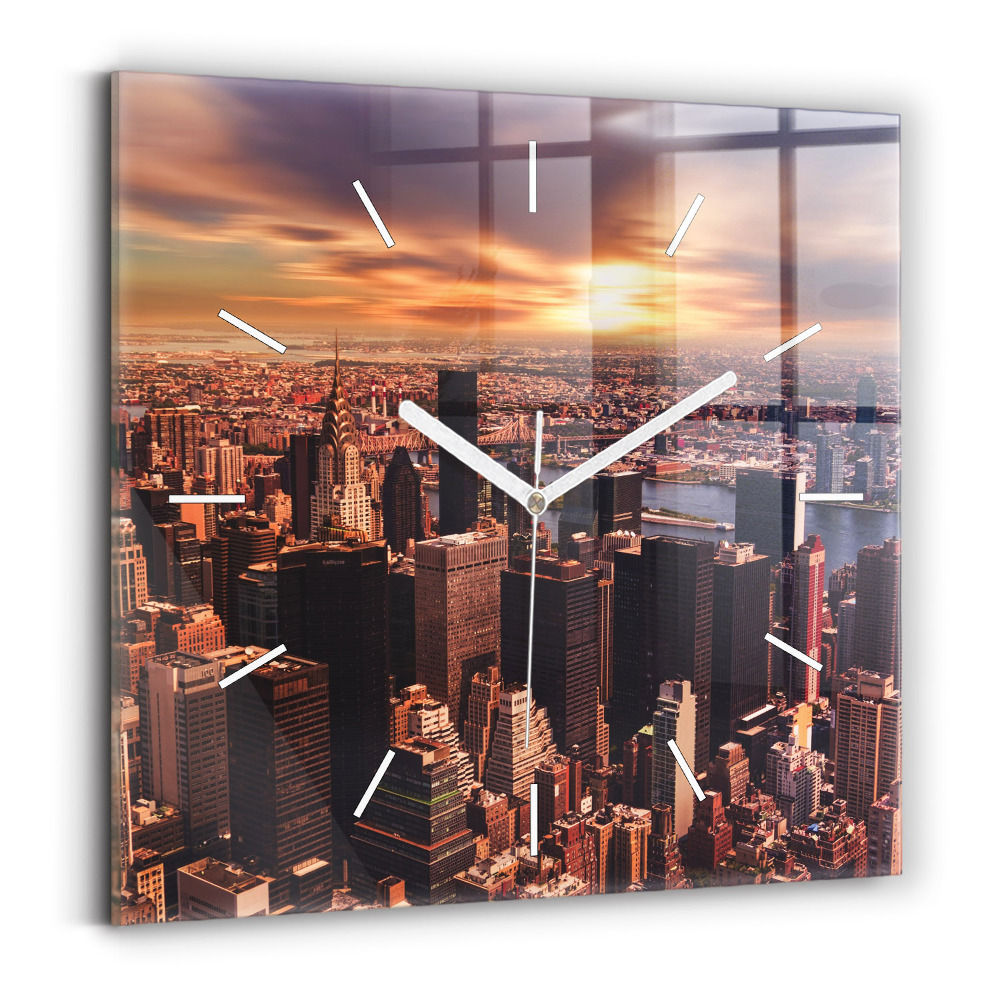 Pendule carrée en verre Panorama de la ville à l'ouest