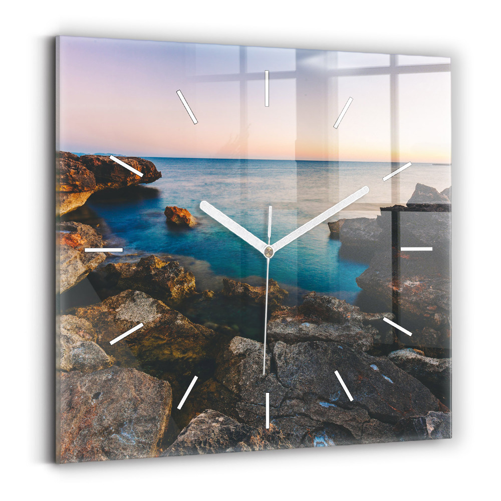 Horloge carrée en verre Paysage marin