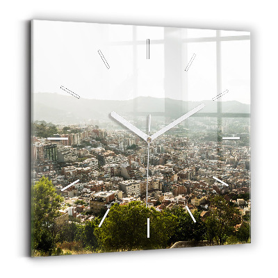 Horloge carrée en verre Vue de Montjuic à Barcelone
