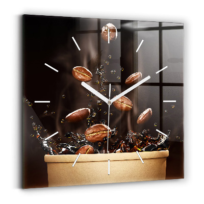 Pendule carrée en verre Café chaud