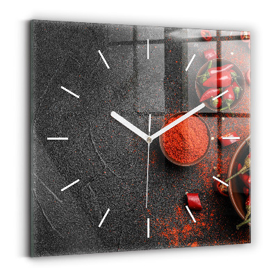 Horloge murale carrée Poivrons rouges