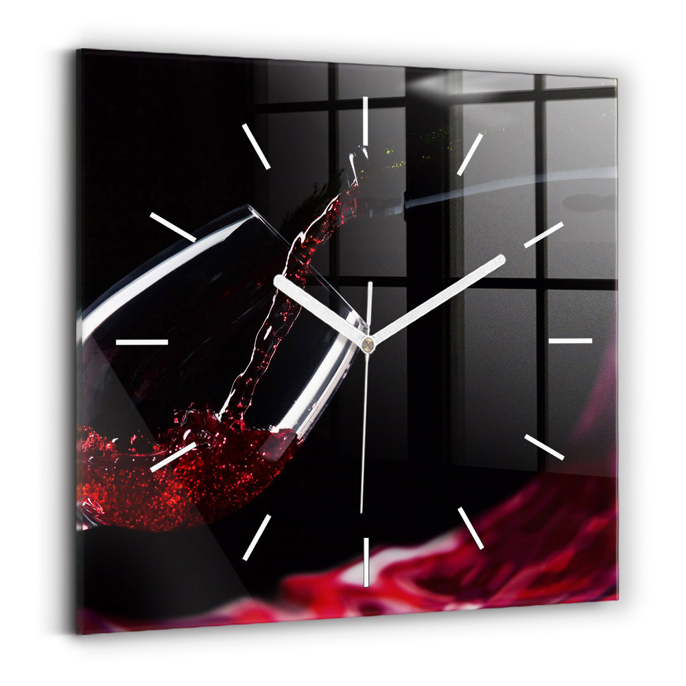Horloge carrée en verre Vin rouge